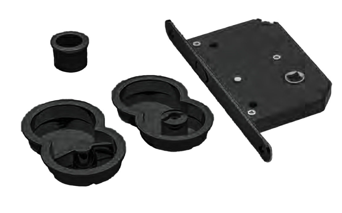 Ручки для раздвижных дверей INFINITY ART.85/B NERO с замком и заверткой, цвет - черный фото купить Хабаровск