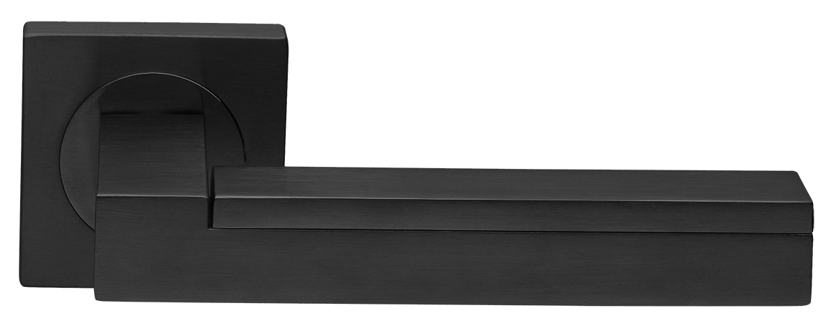 Ручка дверная ISLAND S2 NERO раздельная на квадратной розетке, цвет черный, латунь фото купить в Хабаровске