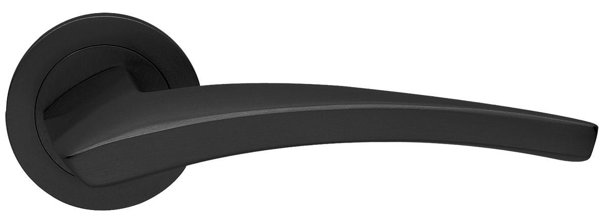 Ручка дверная WIND R2 NERO раздельная на круглой розетке, цвет черный, латунь фото купить в Хабаровске