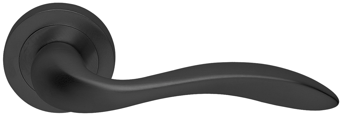 Ручка дверная LEON R2 NERO раздельная на круглой розетке, цвет - черный фото купить в Хабаровске