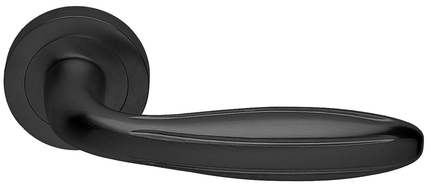 Ручка дверная BUD R2 NERO раздельная на круглой розетке, цвет черный, латунь фото купить в Хабаровске