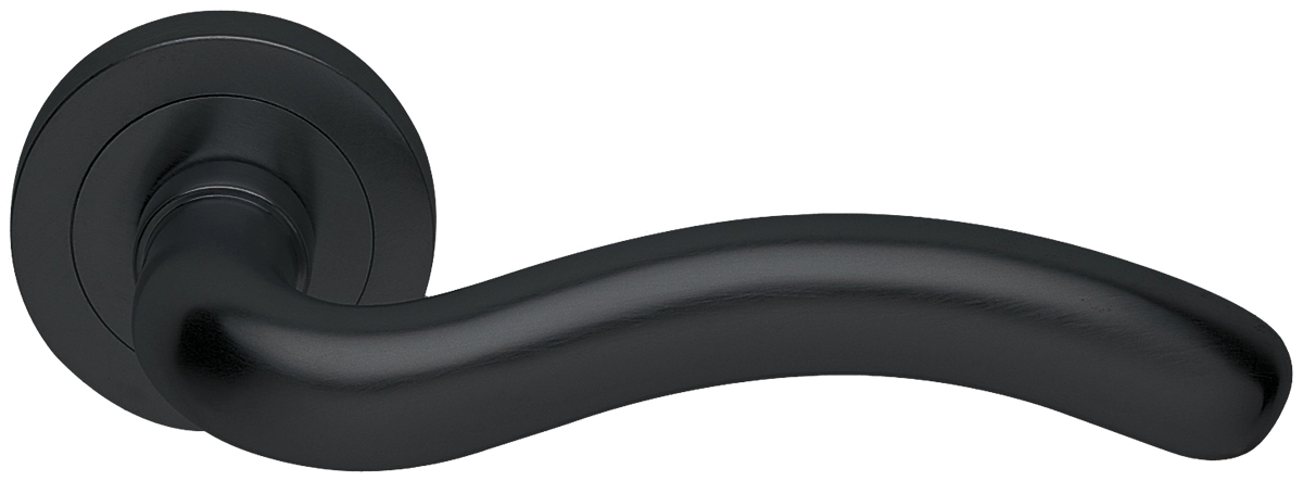 Ручка дверная SNAKE R2 NERO раздельная на круглой розетке, цвет - черный фото купить в Хабаровске