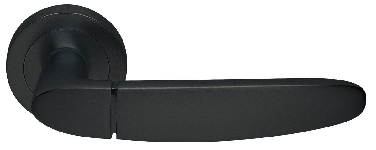 Ручка дверная SAIL R2 NERO раздельная на круглой розетке, цвет черный, латунь фото купить в Хабаровске