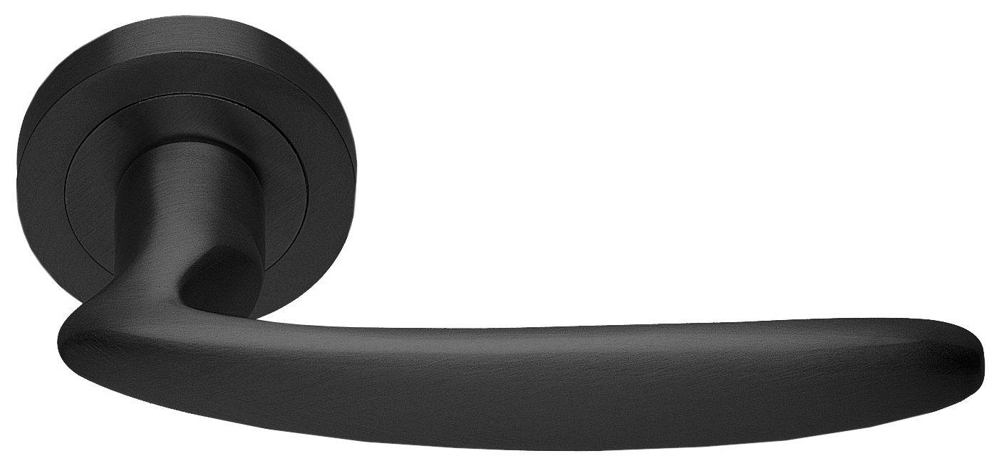 Ручка дверная FLAMINGO R2 NERO раздельная на круглой розетке, цвет черный, латунь фото купить в Хабаровске