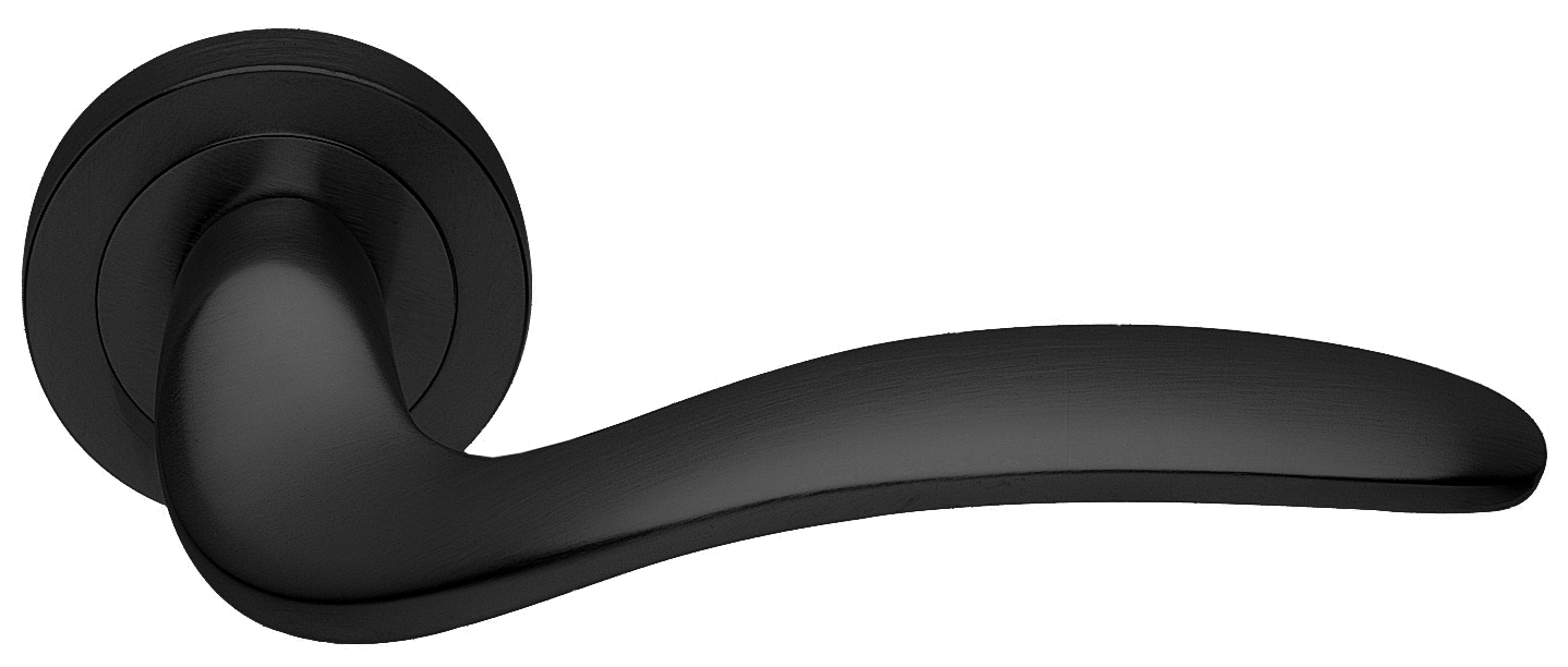 Ручка дверная COBRA R2 NERO раздельная на круглой розетке, цвет - черный фото купить в Хабаровске