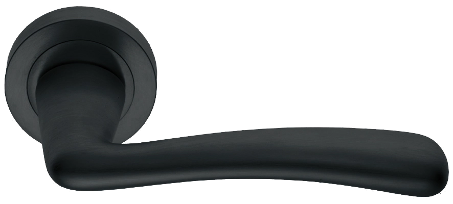 Ручка дверная COCKATOO R2 NERO раздельная на круглой розетке, цвет - черный фото купить в Хабаровске