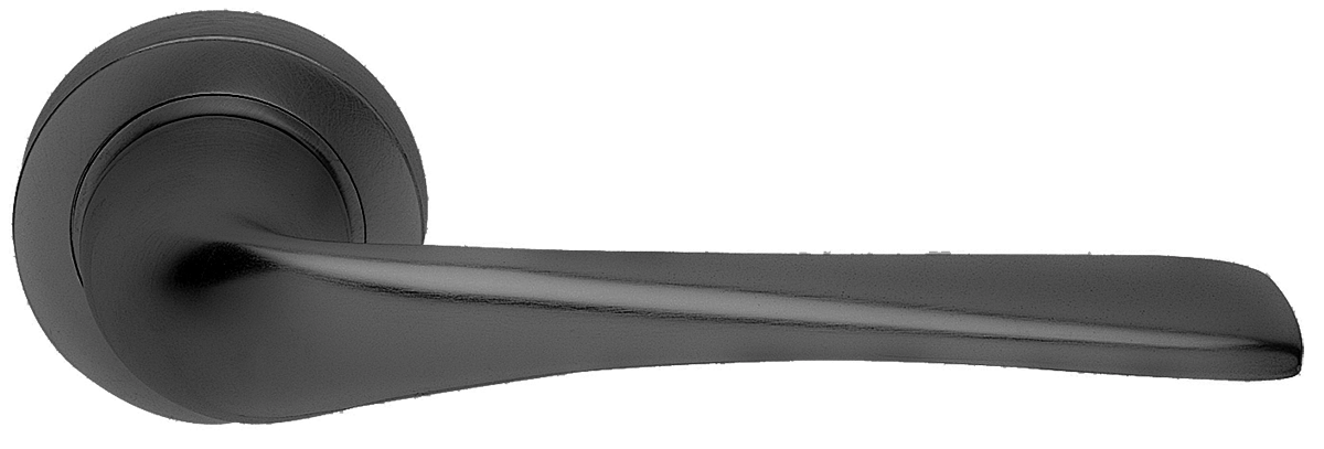 Ручка дверная LE MANS R2 NERO раздельная на круглой розетке, цвет черный, латунь фото купить в Хабаровске