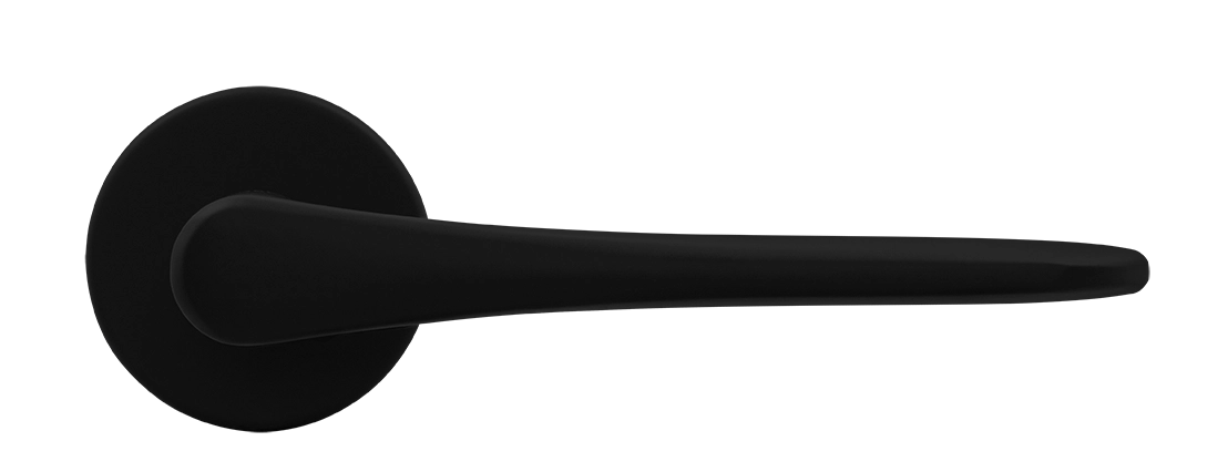 Ручка дверная AULA R5 NERO-ST на круглой розетке, цвет черный soft-touch, ЦАМ фото купить в Хабаровске