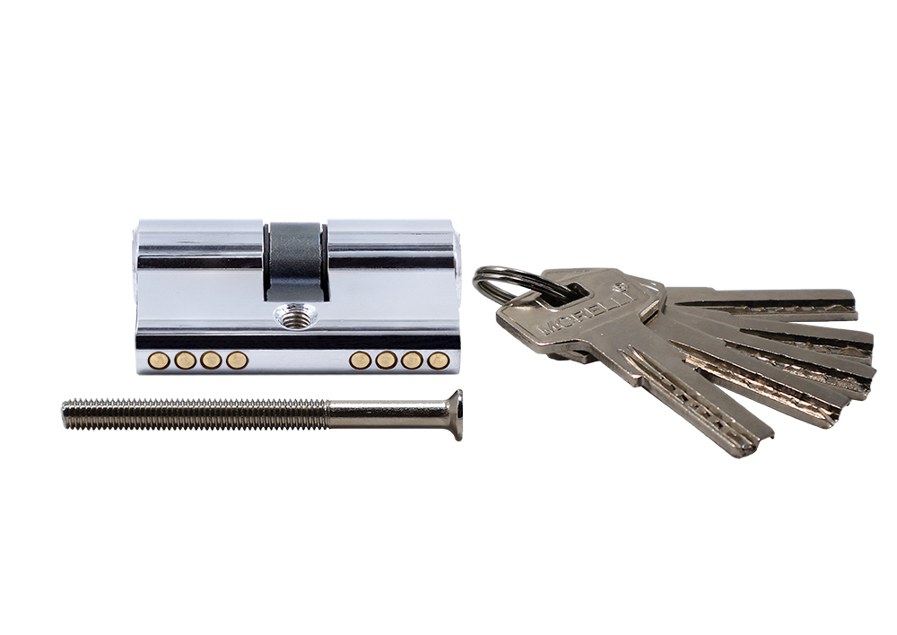 Ключевой цилиндр высокой секретности HS 50C PC (50мм), цвет хром фото купить в Хабаровске