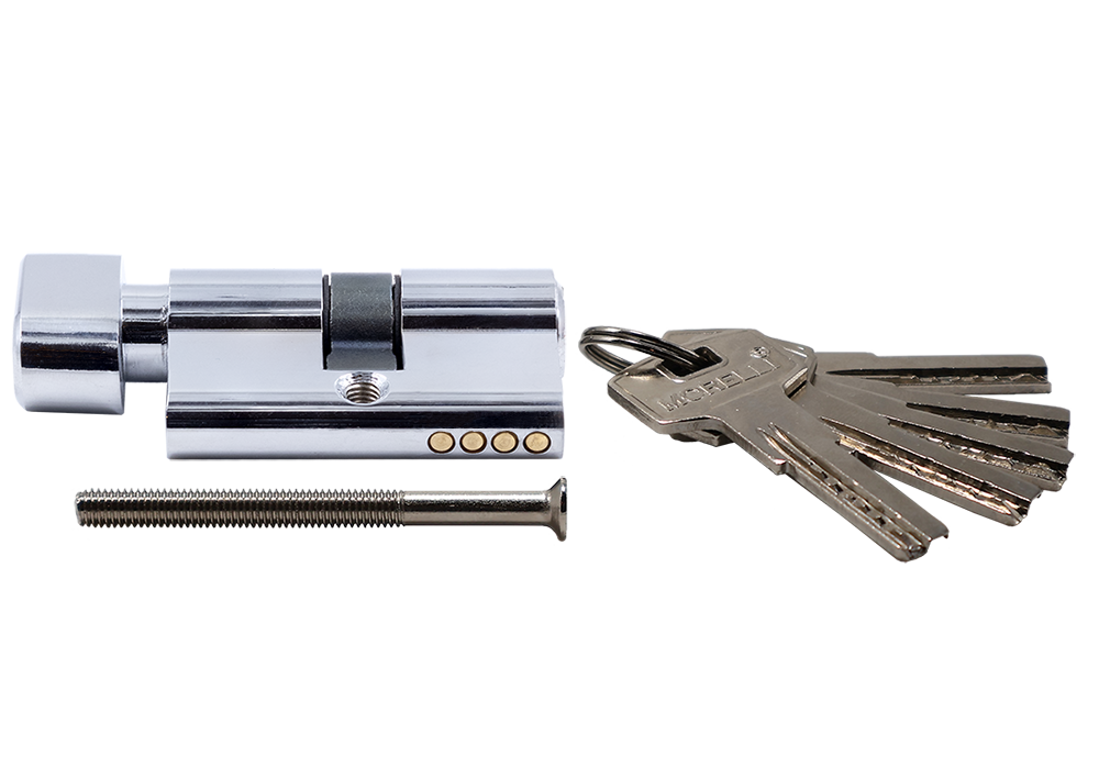 Ключевой цилиндр высокой секретности HS 50CK PC с заверткой (50мм), цвет хром фото купить в Хабаровске