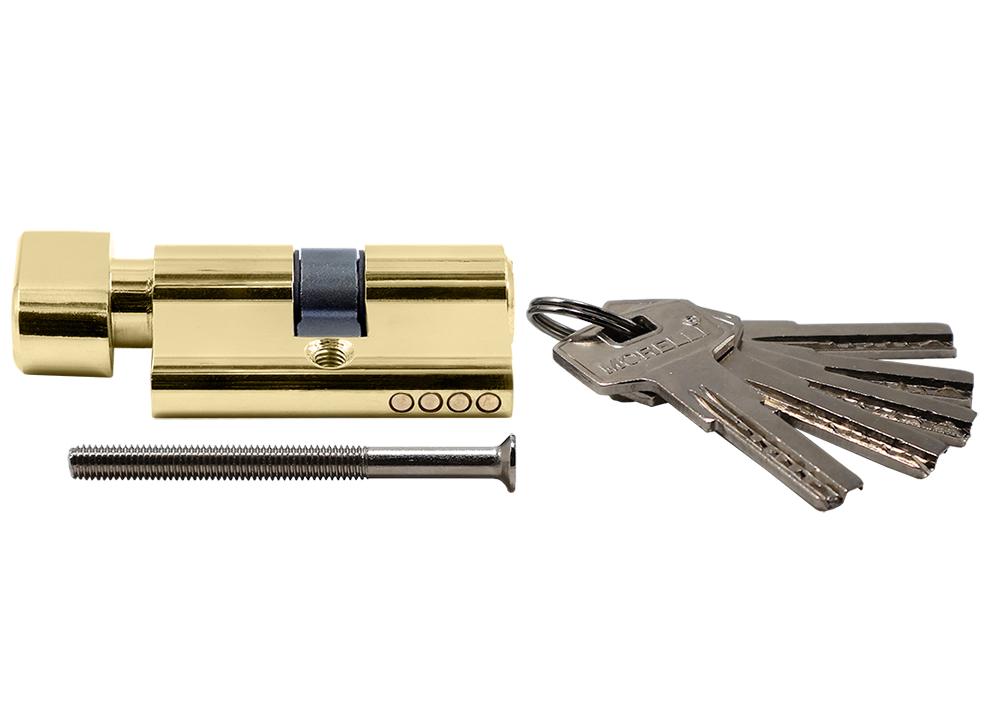Ключевой цилиндр высокой секретности HS 50CK PG с заверткой (50мм), цвет золото фото купить в Хабаровске