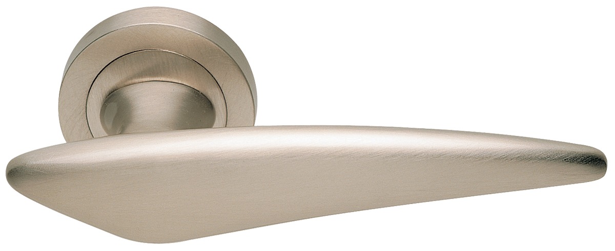 Ручка дверная BOLID R2 NIS раздельная на круглой розетке, цвет матовый никель, латунь фото купить Хабаровск