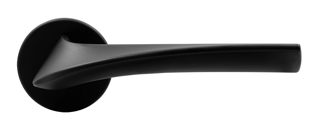 Ручка дверная COMETA R5 NERO-ST на круглой розетке цвет черный soft-touch, ЦАМ фото купить в Хабаровске