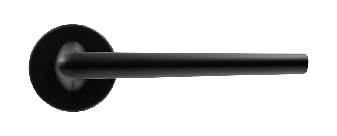 Ручка дверная THE FORCE R5 NERO-ST на круглой розетке, цвет черный soft-touch, ЦАМ фото купить в Хабаровске