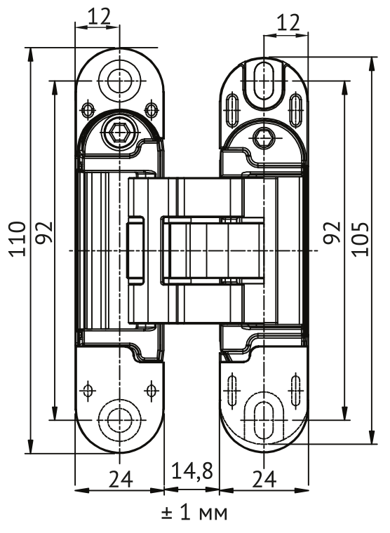 Петля скрытая HH-28 SC врезная с 3D-регулировкой вес полотна до 40 кг, цвет матовый хром фото купить в Хабаровске