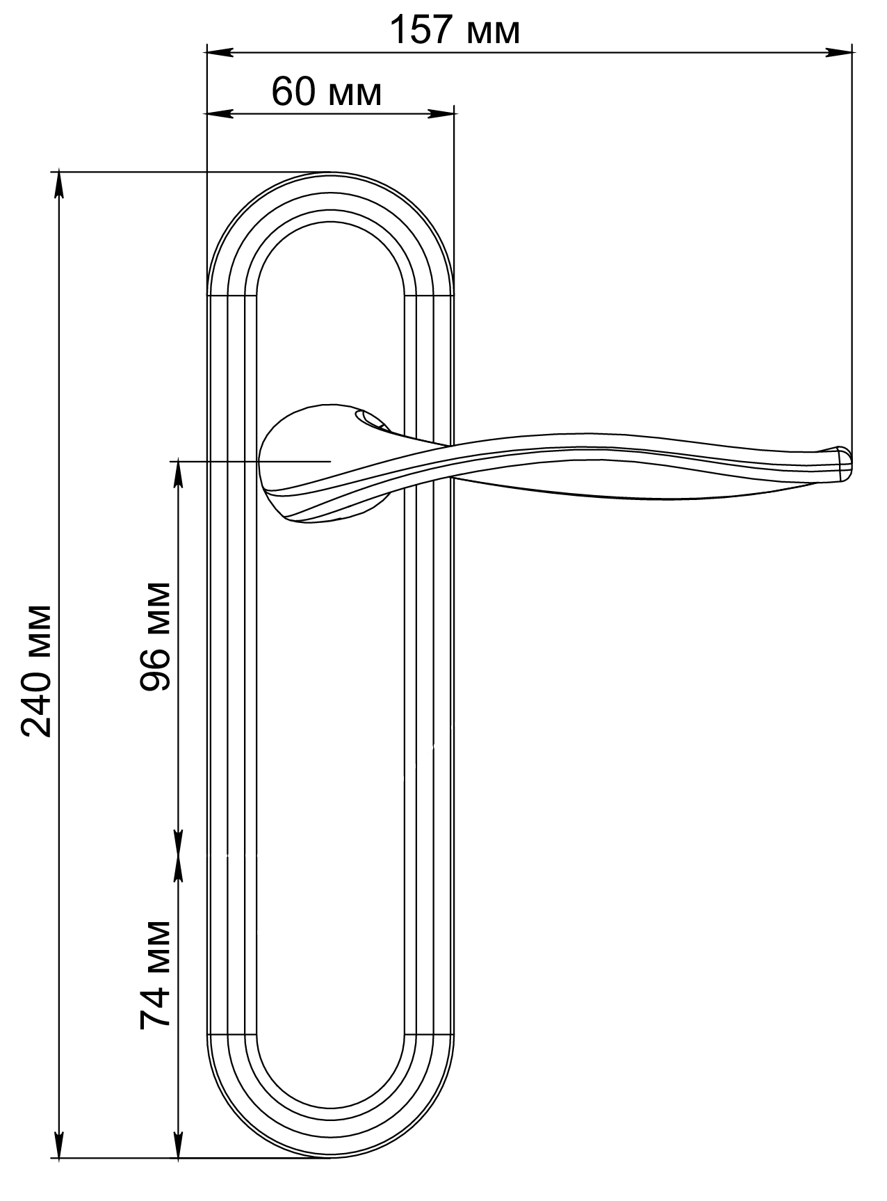 Ручка дверная SKYSCRAPER PLR SST на планке, цвет Летняя гроза/Summer Storm фото фурнитура Хабаровск