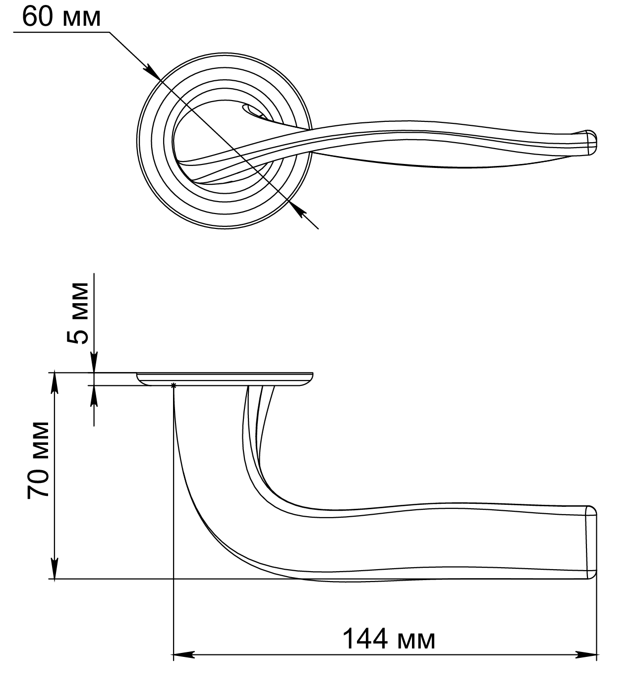 Ручка дверная SKYSCRAPER R7 SSW на круглой розетке, цвет Стокгольмский снегопад/Stockholm Snowfall фото фурнитура Хабаровск