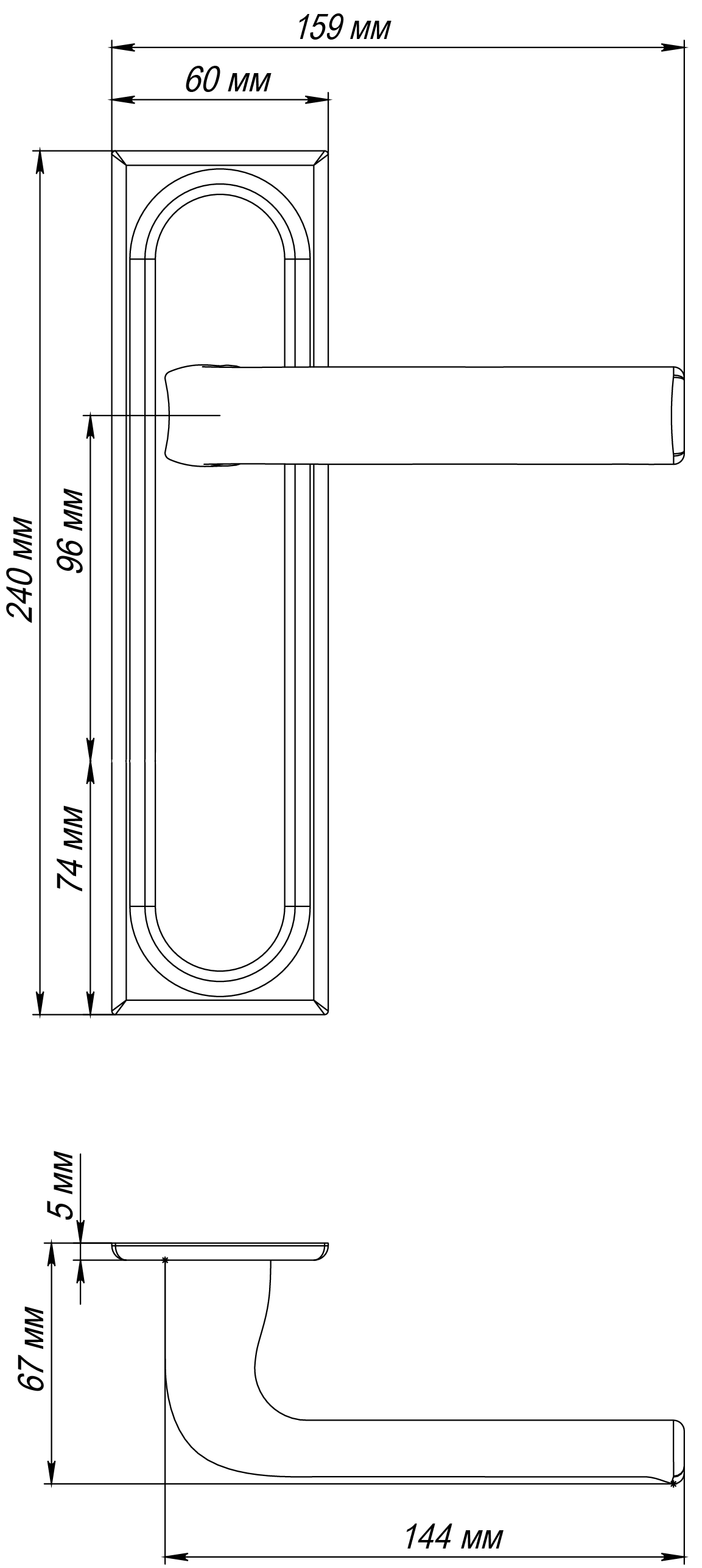 Ручка дверная THE BUS STATION PLS SST на планке, цвет Летняя гроза/Summer Storm фото фурнитура Хабаровск