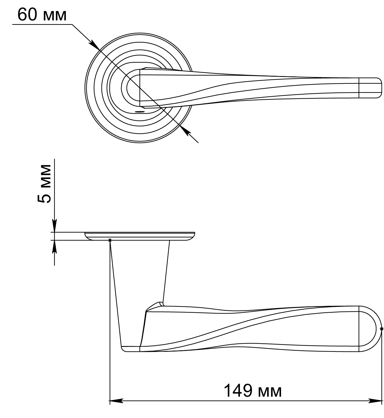 Ручка дверная THE OLYMPICS R7 SST на круглой розетке, цвет Летняя гроза/Summer Storm фото фурнитура Хабаровск