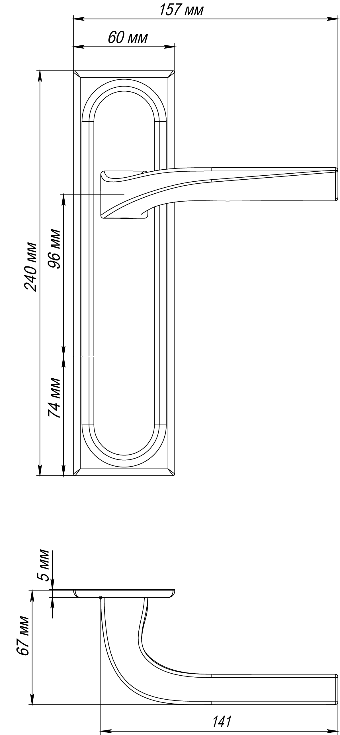 Ручка дверная WD CONCERT HALL PLS SST на планке, цвет Летняя гроза/Summer Storm фото фурнитура Хабаровск