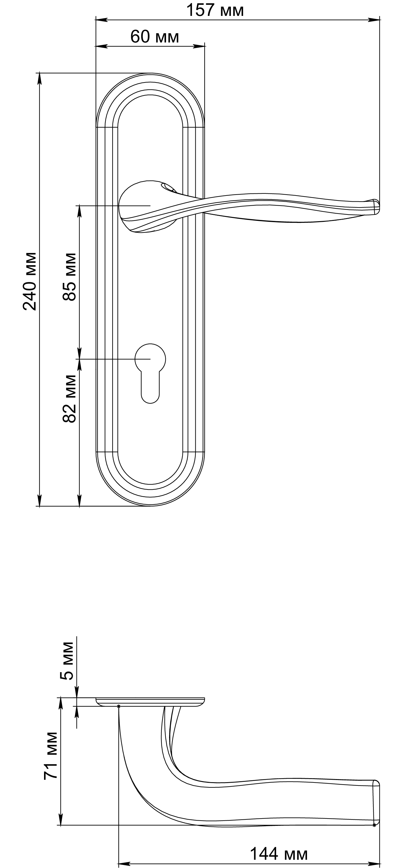 Ручка дверная SKYSCRAPER PLR KH SMI на планке под ключевой цилиндр, цвет Весенняя дымка/Spring Mist фото купить в Хабаровске