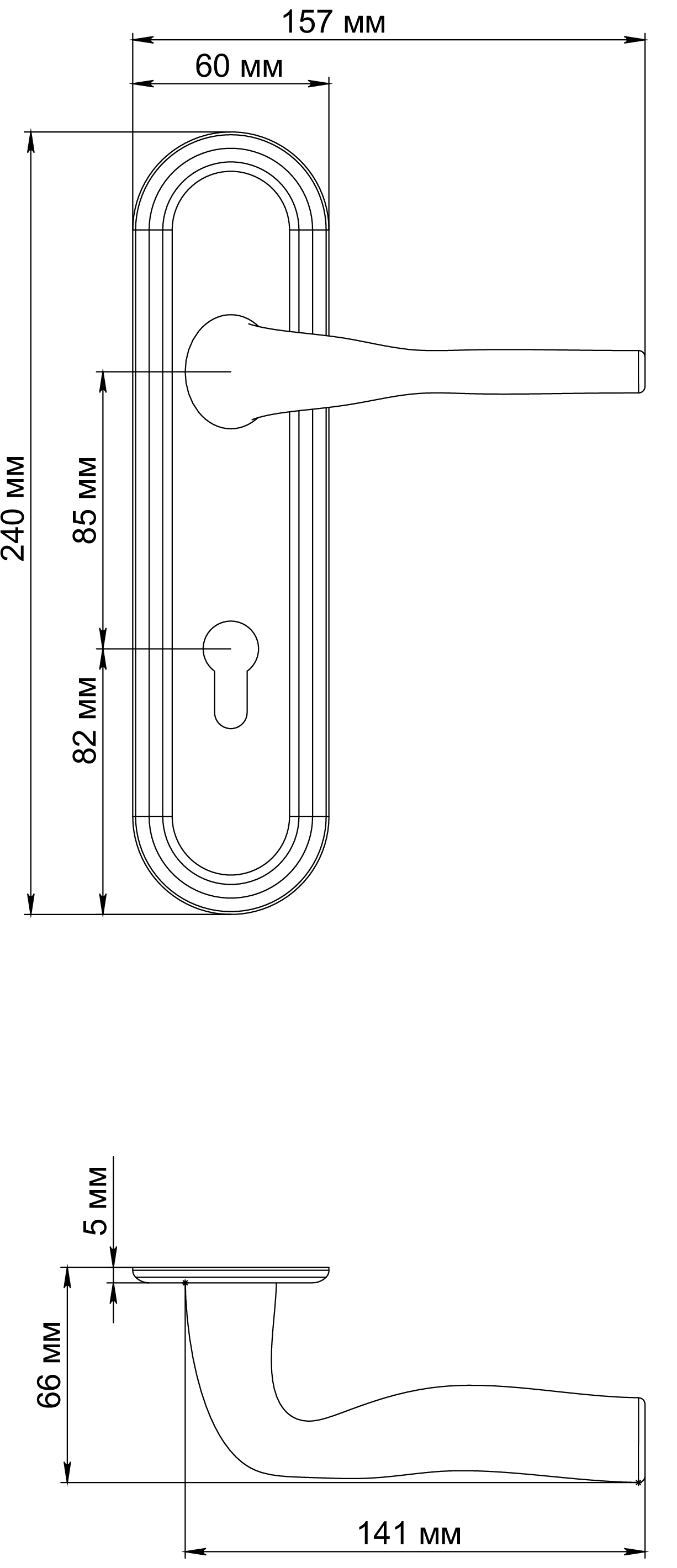 Ручка дверная LVB PLR KH SSW на планке под ключевой цилиндр, цвет Стокгольмский снегопад/Stockholm Snowfall фото купить в Хабаровске