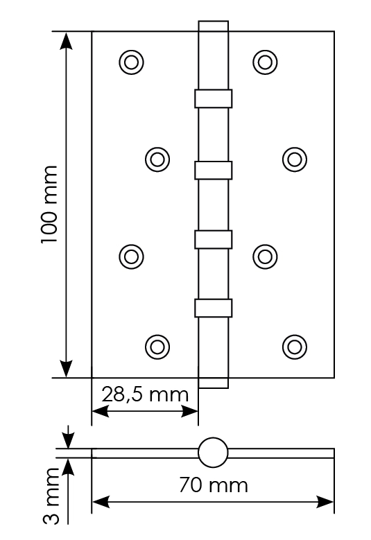 Петля универсальная карточная MBU 100X70X3-4BB AB латунь, врезная, цвет бронза фото купить в Хабаровске