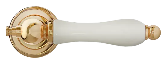 MART, ручка дверная MH-42-CLASSIC PG/W, цвет - золото/белый фото купить в Хабаровске