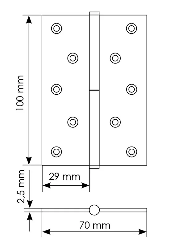 Петля разъемная карточная MSD 100X70X2.5 SC R стальная правая, врезная, цвет матовый хром фото купить в Хабаровске