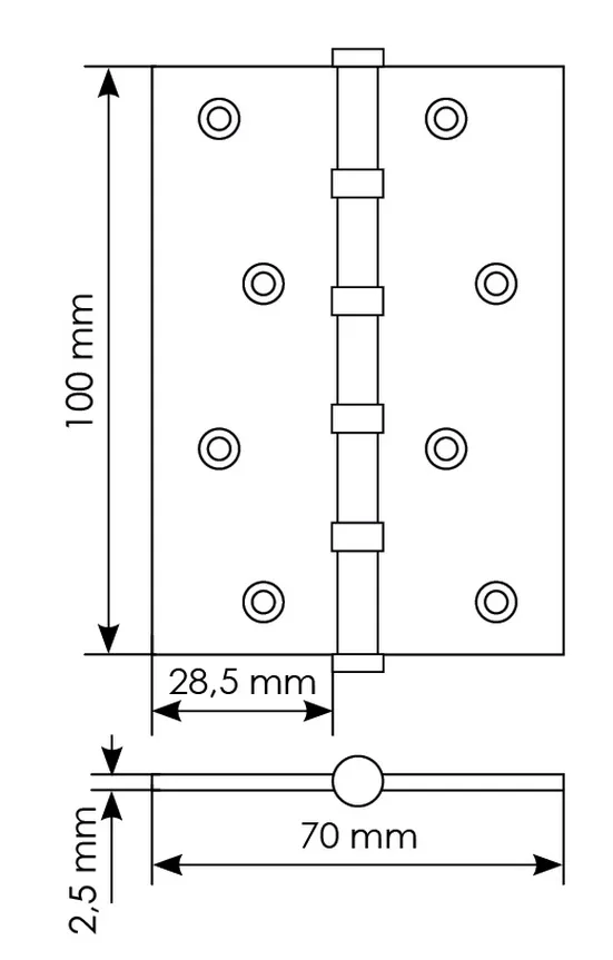 Петля универсальная карточная MS 100X70X2.5-4BB W стальная, врезная, цвет белый, сталь фото купить в Хабаровске