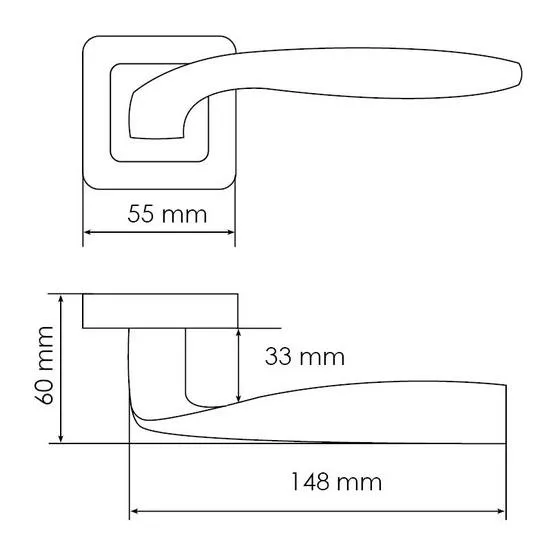 Ручка дверная SHELL MH-45 GR/CP-S55 раздельная на квадратной розетке, цвет графит/хром, ЦАМ Light фото купить в Хабаровске