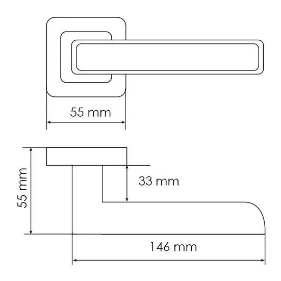 Ручка дверная FLEX MH-44 GR/CP-S55 раздельная на квадратном основании, цвет графит/хром, ЦАМ Light фото купить в Хабаровске