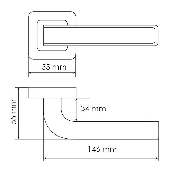 Ручка дверная EON MH-46 GR/CP-S55 раздельная на квадратной розетке, цвет графит/хром, ЦАМ Light фото фурнитура Хабаровск