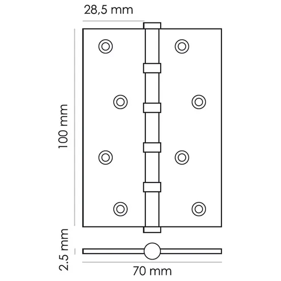 Петля карточная универсальная MS 100X70X2.5-4BB BL, врезная, цвет черный, сталь фото купить в Хабаровске