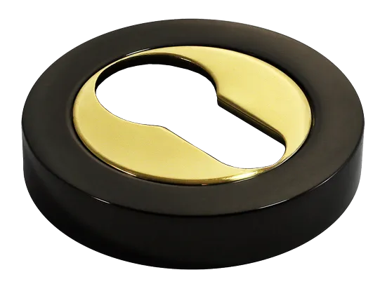 LUX-KH-R2 NNO, накладка на евроцилиндр, цвет - черный хром/золото фото купить Хабаровск